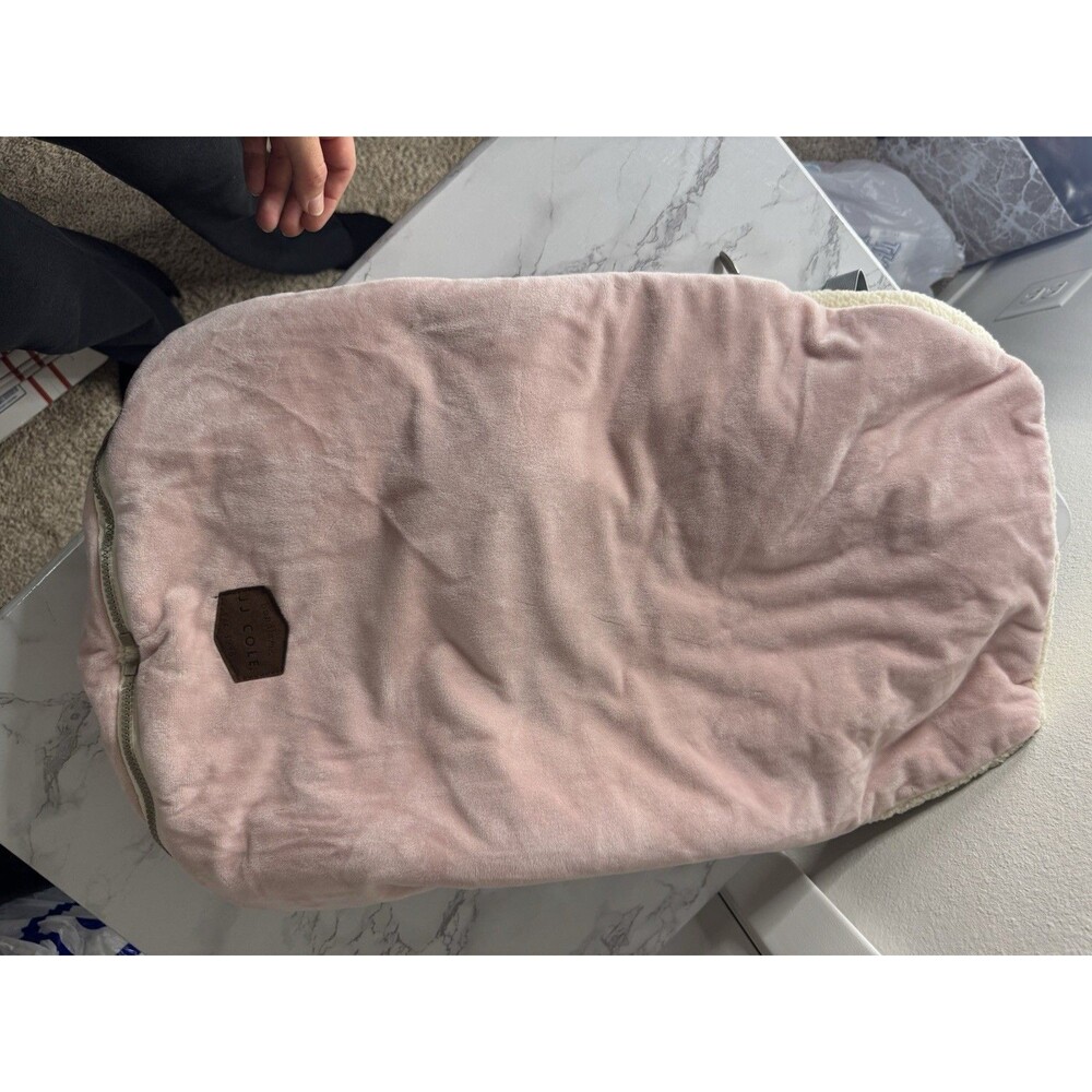 JJ Cole Plush Fleece Zip Infant Car Seat Cover Bunting Pink/Beige